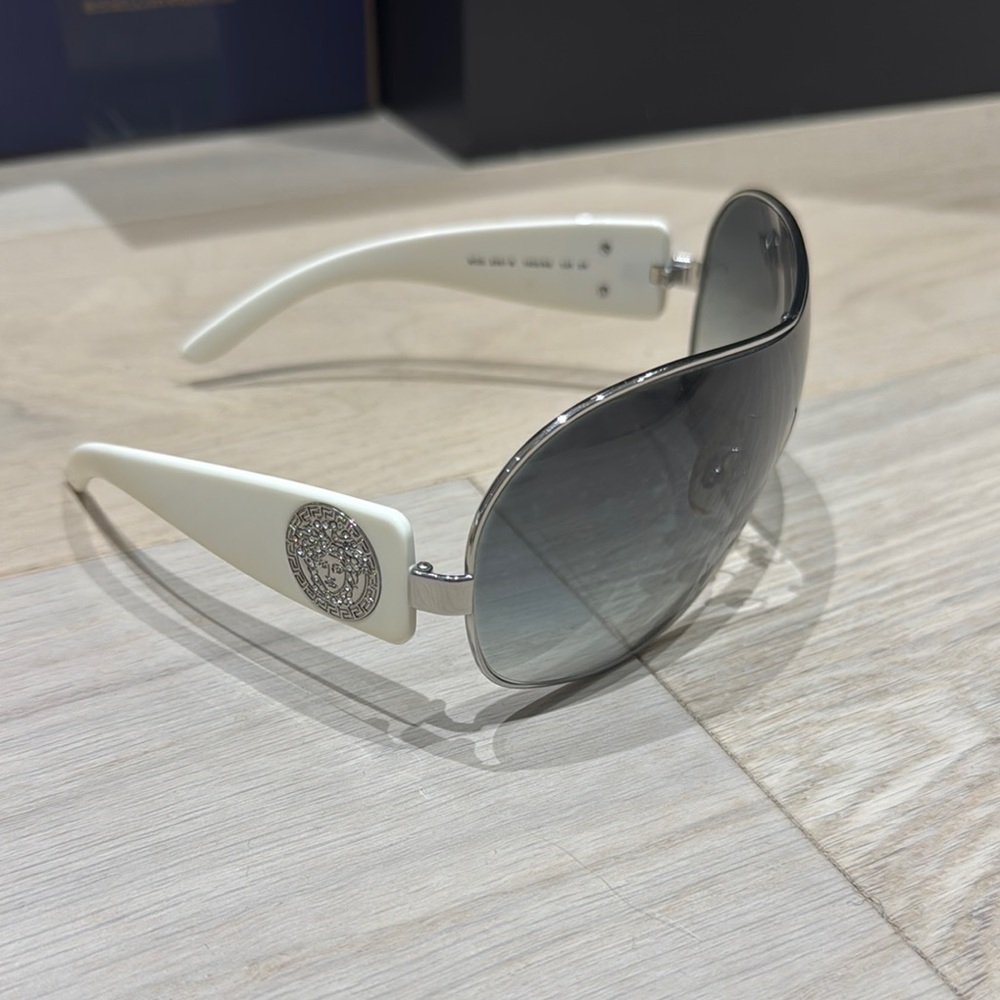 Versace White and Silver Vintage  Women's Sunglasses